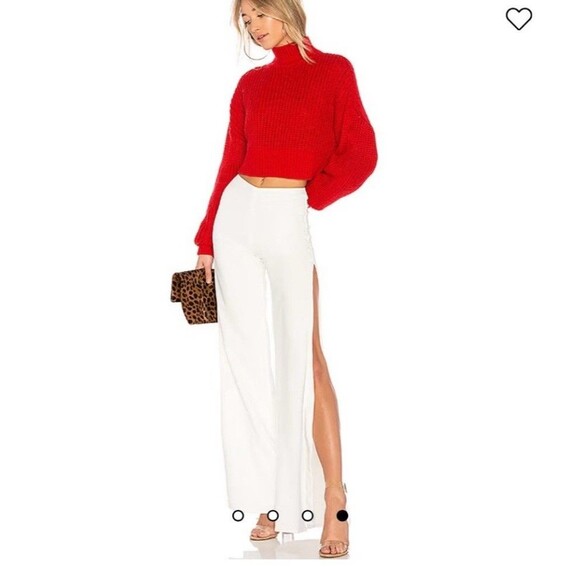 NWT Lovers + Friends Take It Higher Leg Slit Pant Ivory Tuxedo Medium Party - Picture 1 of 10